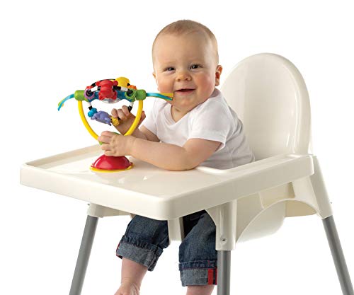 Playgro Sonajero Ventosa, Para Mesas y Tronas, Sin BPA, Desde los 6 Meses, High Chair Spinning Toy, Amarillo/Rojo, 40121