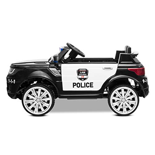 Playkin COP CAR - Coche de policia de bateria 12V niños 3-8 años con luces, sonidos, mando juguetes infantiles coches de bateria