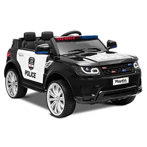 Playkin COP CAR - Coche de policia de bateria 12V niños 3-8 años con luces, sonidos, mando juguetes infantiles coches de bateria