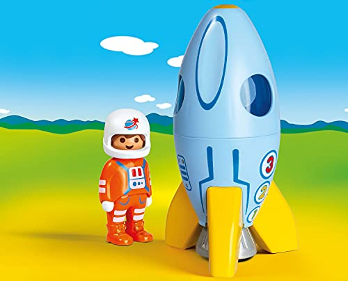 PLAYMOBIL 1.2.3 Astronauta con Cohete, A partir de 18 meses (70186)