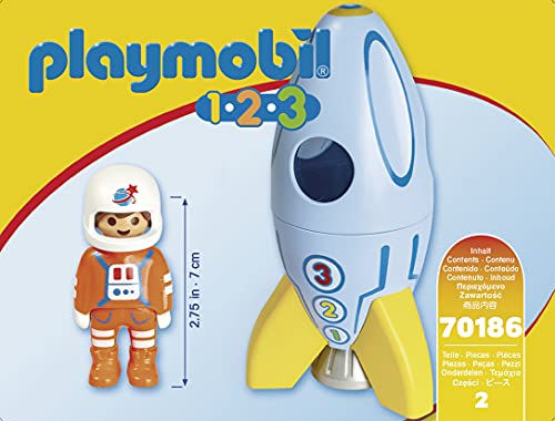 PLAYMOBIL 1.2.3 Astronauta con Cohete, A partir de 18 meses (70186)