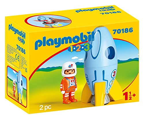 PLAYMOBIL 1.2.3 Astronauta con Cohete, A partir de 18 meses (70186)