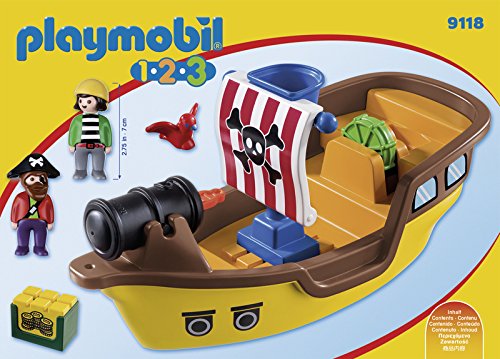 PLAYMOBIL 1.2.3 Barco Pirata, a Partir de 1.5 Años (9118)