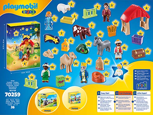 PLAYMOBIL 1.2.3 Calendario de Adviento Belén, A partir de 18 meses (70259)