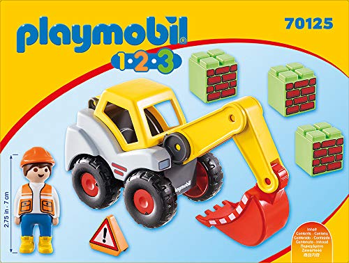 PLAYMOBIL 123 Camión de Construcción + 70125 123 Pala Excavadora, Multicolor, Talla Única (70125), Color/Modelo Surtido