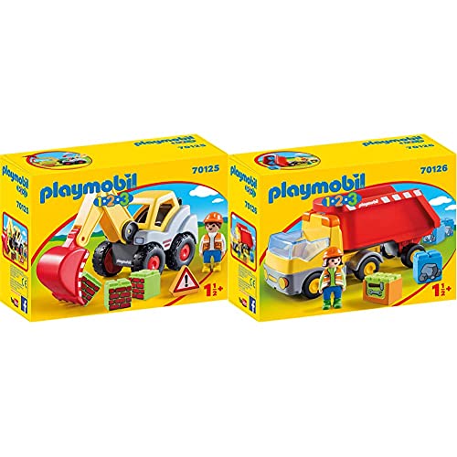 PLAYMOBIL 123 Camión de Construcción + 70125 123 Pala Excavadora, Multicolor, Talla Única (70125), Color/Modelo Surtido