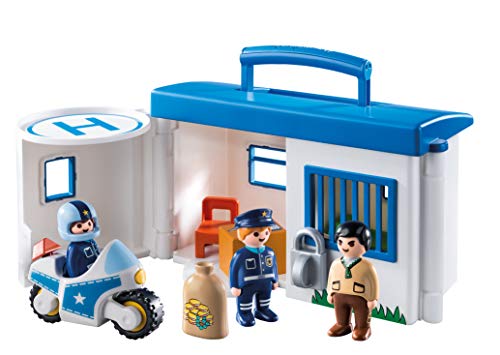 Playmobil- 1.2.3 Comisaría Policía Maletín Juego con Accesorios, Multicolor (9382)