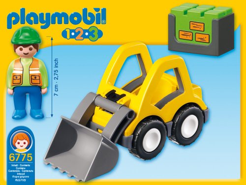 PLAYMOBIL-1.2.3 Excavator Cargador de Rueda Colores, Miscelanea (6775)