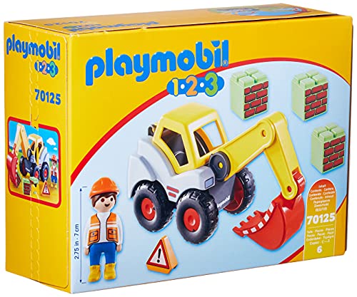 PLAYMOBIL 1.2.3 Pala Excavadora, A partir de 18 meses (70125)