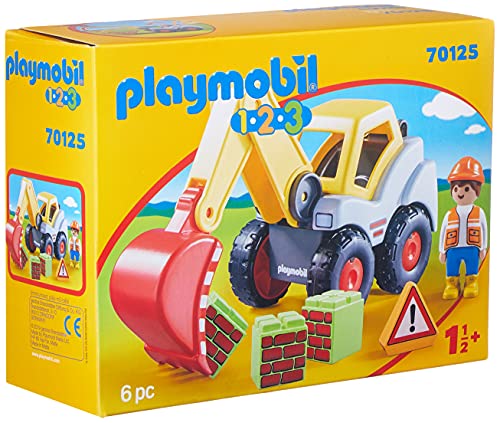 PLAYMOBIL 1.2.3 Pala Excavadora, A partir de 18 meses (70125)