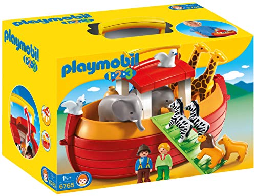 PLAYMOBIL 1.2.3 Playset Maletín, Arca De Noé, Multicolor, 18M+ (6765) + 1.2.3 Granja Maletín, A Partir De 1.5 Años (6962) , Color, Modelo Surtido