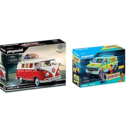 Playmobil 70176 Volkswagen T1 Camping Bus, para Niños A Partir De 5 Años + Scooby-Doo La Máquina del Misterio con Efectos De Luz, A Partir De 4 Años (70286)