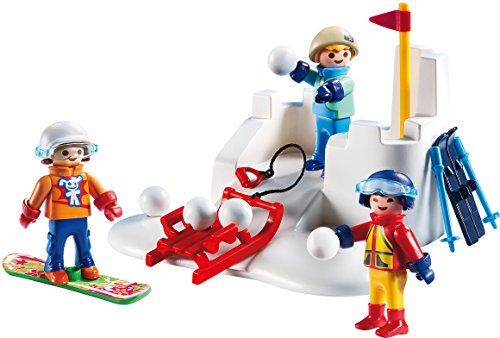 PLAYMOBIL-9283 Lucha de Bolas de Nieve, Azul, Naranja, Rojo, Color Blanco, Amarillo, Sin tañosllaños (9283)