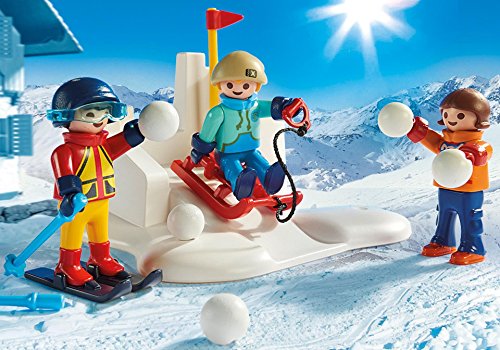 PLAYMOBIL-9283 Lucha de Bolas de Nieve, Azul, Naranja, Rojo, Color Blanco, Amarillo, Sin tañosllaños (9283)