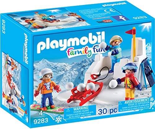 PLAYMOBIL-9283 Lucha de Bolas de Nieve, Azul, Naranja, Rojo, Color Blanco, Amarillo, Sin tañosllaños (9283)