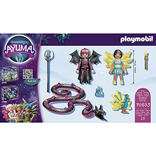 PLAYMOBIL Adventures of Ayuma 70803 Crystal Fairy y Bat Fairy con animales del alma, A partir de 7 años