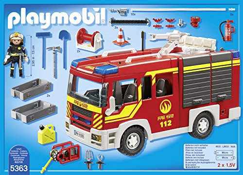 PLAYMOBIL Bomberos Camión Bombero con luz y Sonido, City, 35.1 x 25.1 x 15.2 (5363)