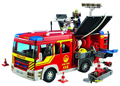 PLAYMOBIL Bomberos Camión Bombero con luz y Sonido, City, 35.1 x 25.1 x 15.2 (5363)