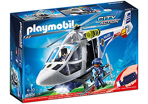 PLAYMOBIL City Action 6874 - Helicóptero de policía con luz LED (4 años)