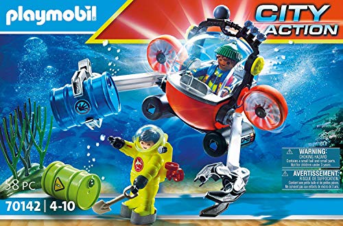 PLAYMOBIL City Action 70142 Seenot - Barca de Buceo para niños a Partir de 4 años