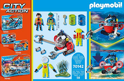 PLAYMOBIL City Action 70142 Seenot - Barca de Buceo para niños a Partir de 4 años