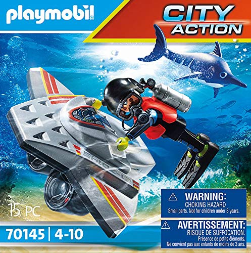 PLAYMOBIL City Action 70145 Seenot - Patinete de Buceo (a Partir de 4 años)