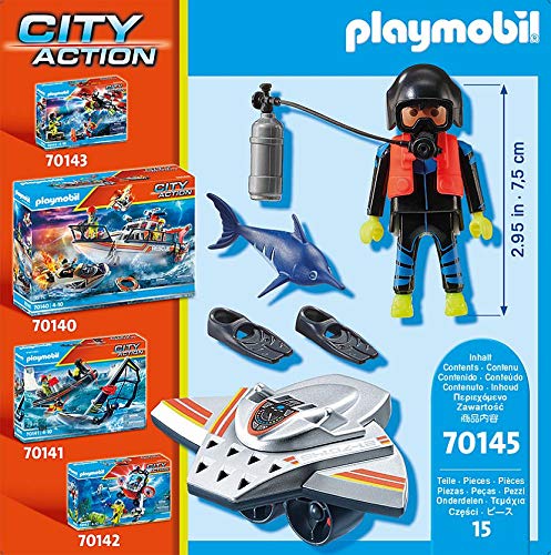 PLAYMOBIL City Action 70145 Seenot - Patinete de Buceo (a Partir de 4 años)