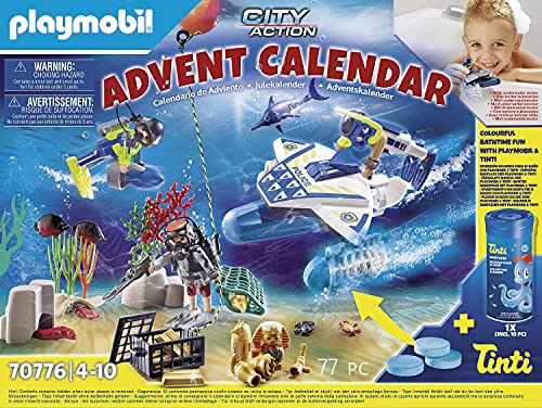 PLAYMOBIL City Action Calendario de Adviento Misión policial de buceo diversión en el, A partir de 4 años (70776)