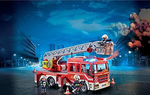 PLAYMOBIL City Action Camión De Bomberos con Escalera, Luces Y Sonido, A Partir De 5 Años (9463) + City Action Bomberos con Bomba De Agua, A Partir De 5 Años (9468)