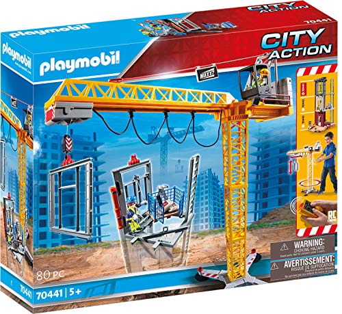 PLAYMOBIL- City Action Grúa de Construcción con Mando a Distancia RC, A Partir de 5 Años, Multicolor (70441)