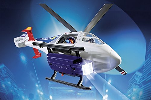 PLAYMOBIL City Action Helicóptero de Policía con Luces LED, a Partir de 4 Años (6921)