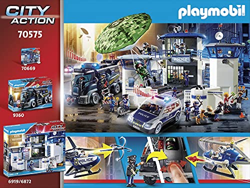 PLAYMOBIL City Action Helicóptero de Policía: persecución del vehículo huido, A partir de 4 años (70575)