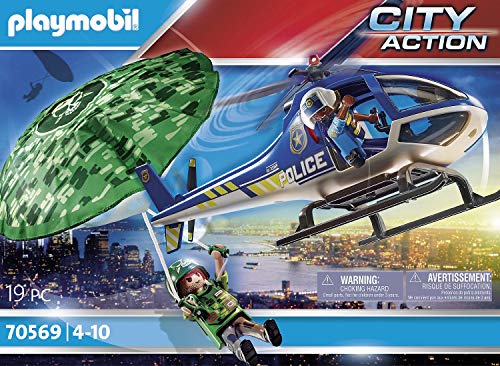 PLAYMOBIL City Action Helicóptero de Policía: persecución en paracaídas, A partir de 4 años (70569)