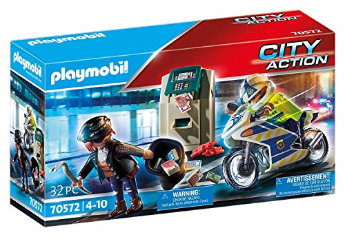 PLAYMOBIL City Action Moto de Policía: persecución del ladrón de dinero, A partir de 4 años (70572)