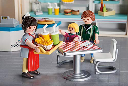 Playmobil City Life - 70111 - Juegos de construcción - Cena de Comida rápida para Llevar