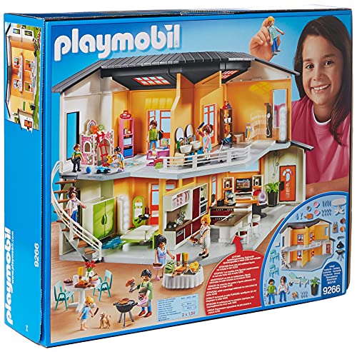 PLAYMOBIL City Life 9266 Casa Moderna, con Efectos de Luces y Sonido, A partir de 4 años