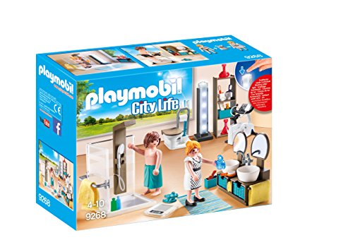 PLAYMOBIL City Life Baño, con Efectos de Luz, a Partir de 4 Años (9268)