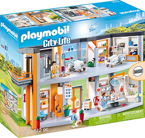 Playmobil City Life: Gran Hospital Set Juguetes, Multicolor, Talla Única (70190) + City Life 70049 Ambulancia con Luces, A Partir De 4 Años