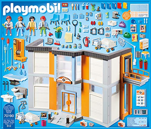 Playmobil City Life: Gran Hospital Set Juguetes, Multicolor, Talla Única (70190) + City Life 70049 Ambulancia con Luces, A Partir De 4 Años