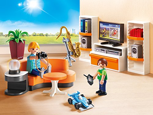 PLAYMOBIL® City Life - Juego de 7 piezas 9266 9267 9268 9269 9270 9271 9272 para vivienda moderna + salón + baño + cocina familiar grande + alegre habitación infantil + fiesta de inauguración