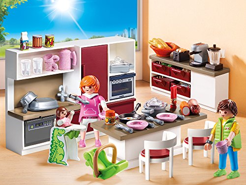 PLAYMOBIL® City Life - Juego de 7 piezas 9266 9267 9268 9269 9270 9271 9272 para vivienda moderna + salón + baño + cocina familiar grande + alegre habitación infantil + fiesta de inauguración