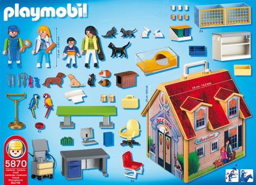 PLAYMOBIL - Clínica Veterinaria, Forma de maletín, Set de Juego (5870)