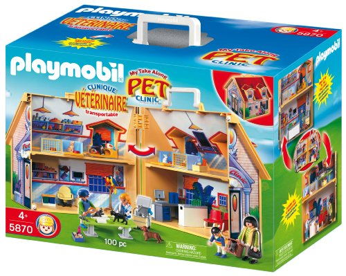 PLAYMOBIL - Clínica Veterinaria, Forma de maletín, Set de Juego (5870)