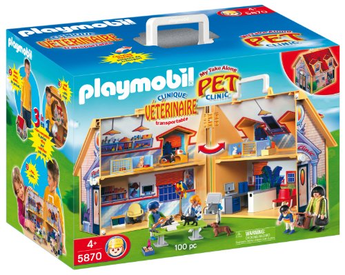 PLAYMOBIL - Clínica Veterinaria, Forma de maletín, Set de Juego (5870)