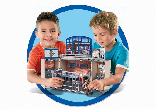 PLAYMOBIL - Cofre cuartel de Policía, Juguete Educativo, Multicolor, 35 x 10 x 25 cm, (5421)