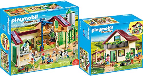 PLAYMOBIL® Country 70132 70133 - Juego de 2 granjas grandes con silo y casa de granja