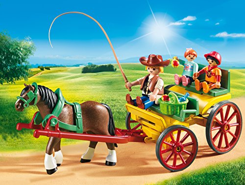 PLAYMOBIL- Country-Carruaje con Caballo Conjunto de Figuras, Multicolor (6932)