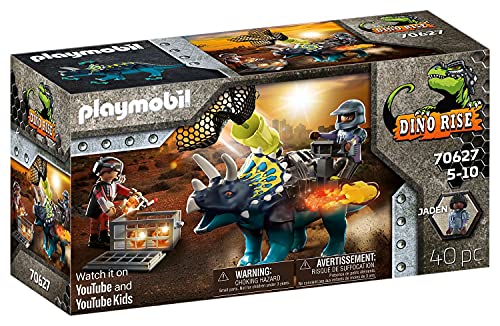 PLAYMOBIL Dino Rise Triceraptos: Disturbios por las piedras legendarias, A partir de 5 años (70627)