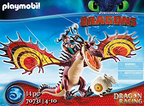 PLAYMOBIL DreamWorks Dragons 70731 Dragon Racing: Garfios y Patán Mocoso, A partir de 4 años