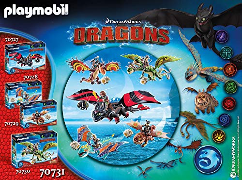 PLAYMOBIL DreamWorks Dragons 70731 Dragon Racing: Garfios y Patán Mocoso, A partir de 4 años